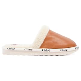 Chloé Mules de cuero Chloe Woody Tan EU 38 / Reino Unido 5 Camello