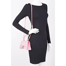 Balenciaga-Balenciaga Hourglass Handbag Pink Leather XS-Pink
