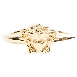 Anel Versace Medusa Head com acabamento dourado em metal base 58 Dourado