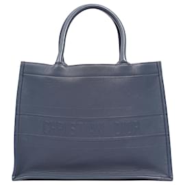 Christian Dior-Christian Dior Womens Leather Book Tote Navy Medium-Navy blue
