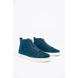 Christian Louboutin Louis Orlato Blue Men Sneakers Suede Swarovski Trainer  Shoes