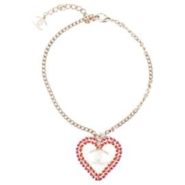 Chanel-Chanel Womens CC Heart Necklace-Golden