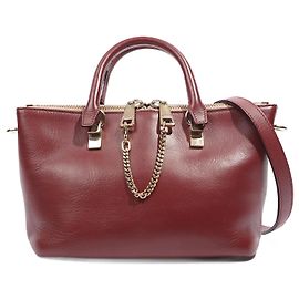 Chloé Chloe Baylee Bolso Mini De Cuero Rojo Burdeos