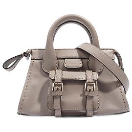 Chloé Chloe Damen Edith Ledertasche Grau Small Grau