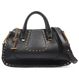 Chloé Chloe Womens Studded Hayley foderato Carry Nero / oro Nero