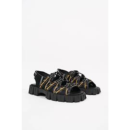 Fendi-Fendi Mens Tech Strapped Sandals Black Monogram EU 40 / UK 6-Black