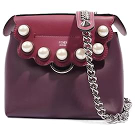Fendi-Fendi Mini sac à dos festonné Pearl Back To School Noir | Femme / Cerise-Noir