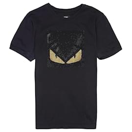 Fendi-Fendi Womens Swarovski Monster Eye T-Shirt Black IT 48 / UK 16-Black