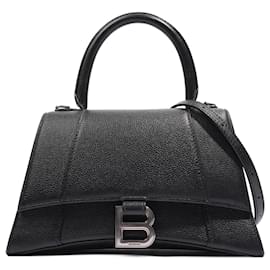 Balenciaga-Balenciaga Hourglass Bag Black Leather Small-Black