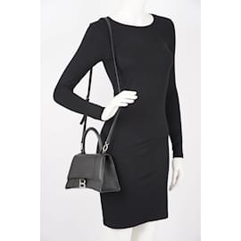 Balenciaga-Balenciaga Hourglass Bag Black Leather Small-Black