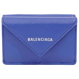 Balenciaga-Balenciaga Paper Mini Wallet Blue Leather-Blue