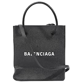 Balenciaga-Balenciaga Shopping Tote Bag Black Leather XXS-Black