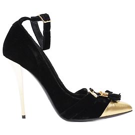 Décolleté Slingback Balmain in velluto nero / GOLD EU 38 / UK 5 Nero