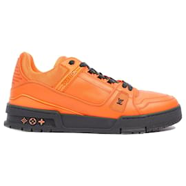 Lv trainer leather low trainers Louis Vuitton Orange size 41 EU in