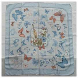 Hermès Sciarpe di seta Blu chiaro