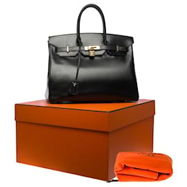 Hermès-HERMES BIRKIN BAG 35 in black leather - 101307-Black