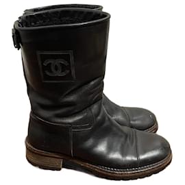 Chanel-CHANEL  Boots T.EU 38 leather-Black