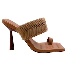 Autre Marque-GIA / RHW Chocolate Suede Rosie Toe Ring Sandals-Brown