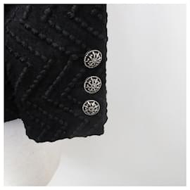 Chanel-Giacca nera con bottoni gioiello CC-Nero
