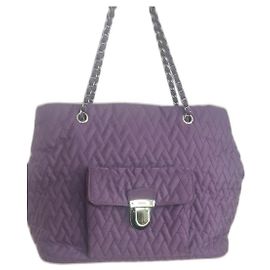 Prada Handbag Purple Leather and Canvas Purple