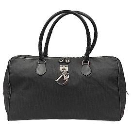 Borsa da viaggio in tela nera con monogramma Christian Dior Nero