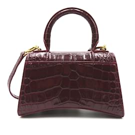 Balenciaga-Leather XS Hourglass Top Handle Bag 592833.0-Red