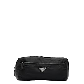 Prada-Prada Tessuto Pouch Canvas Handbag in Fair condition-Black