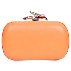 Diane Von Furstenberg Orange silver hardware leather small clutch bag Other
