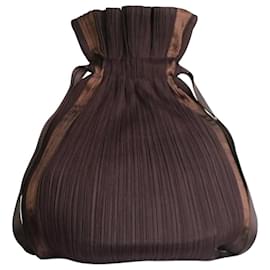 Pleats Please Brown pleated drawstring bag Brown