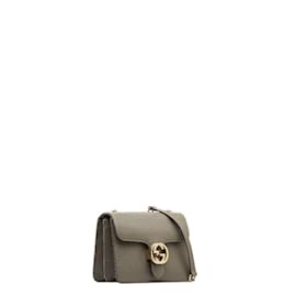 Gucci-Petit sac à bandoulière en cuir avec G entrelacés 510304-Gris