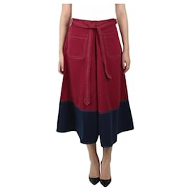 Marni-Falda bicolor con cinturón rojo - talla IT 42-Roja