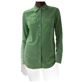 Equipment Green button-up silk shirt - size XS Green