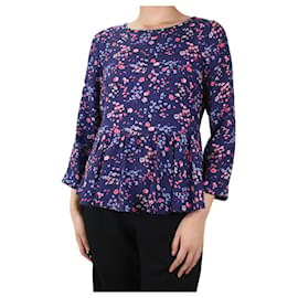 Rebecca Taylor-Blue floral peplum blouse - size US 4-Blue