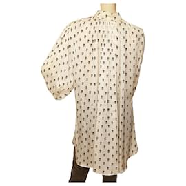 Alexander Mcqueen-Alexander mcqueen 100% Silk White Skulls Oversize Collared Blouse Long Top 40-White