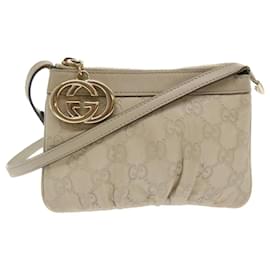 Gucci-GUCCI GG Canvas Shoulder Bag White 212216 Auth ki3158-White