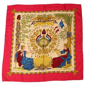 Hermès HERMES CARRE 90 Cachecol LIBERTE EGALITE FRATERNITE Seda Rosa Auth ar9934 Rosa
