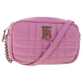 Burberry-BURBERRY LOLA Quilted Chain Camera Shoulder Bag Leather Pink Auth yk7876-Pink