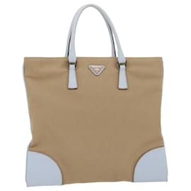 Prada-PRADA Tote Bag Canvas Leather Beige Auth 48761-Beige