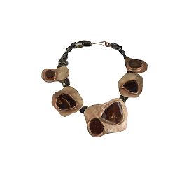 Autre Marque Collection Privée Collier Antique en Verre et Métal Bronze