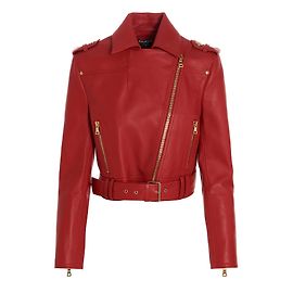 Giacca Balmain in agnello rosso Rosso