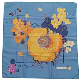 Christian Dior Sciarpe di seta Blu Giallo