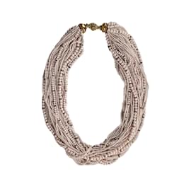 Autre Marque-Collection Privée Multilayer Bead Necklace-Pink,Light brown