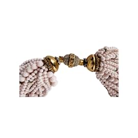 Autre Marque-Collection Privée Multilayer Bead Necklace-Pink,Light brown