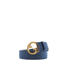 Gucci-GUCCI Ceintures T.cm 80 Cuir-Bleu Marine