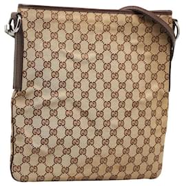 Gucci-GG Canvas Flat Messenger Bag 113013-Brown