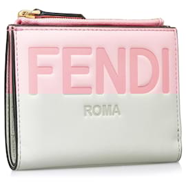 Fendi-Fendi Pink Logo Leather Bi-fold Compact Wallet-Pink