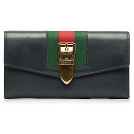 Gucci Black Sylvie Leather Continental Long Wallet Black Multiple colors