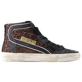 Golden Goose Deluxe Brand Baskets Slide Glitter - Golden Goose - Cuir - Marron Marron