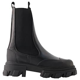 Ganni-Mid Chelsea Boots - Ganni - Leather - Black-Black
