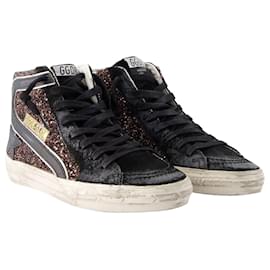 Golden Goose Deluxe Brand-Slide Glitter Sneakers - Golden Goose - Leather - Brown-Brown